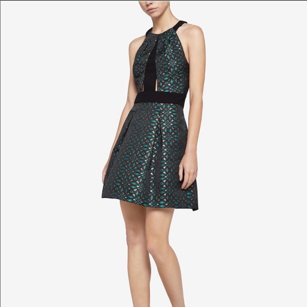 BCBGeneration Metallic Jacquard Fit & Flare Dress Size 6 NWT